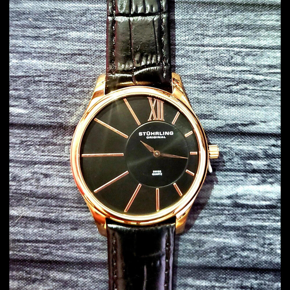 New Rare Rose Gold Stuhrling Avant Garde‎ Swiss Mens Watch